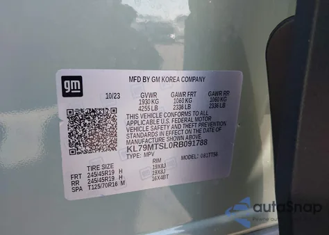 2024 Chevrolet Trailblazer Fwd Rs from USA, damaged, VIN KL79MTSL0RB091788